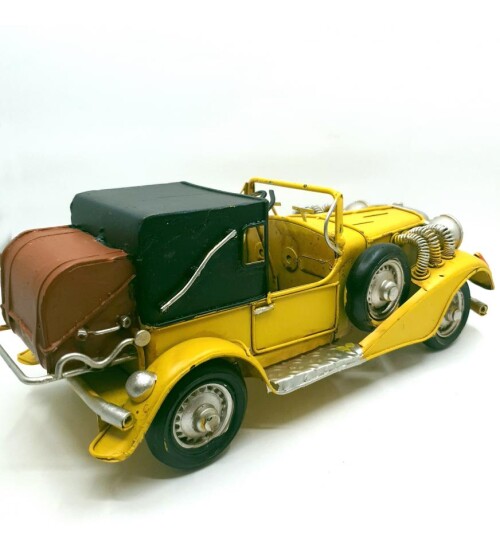 Dekoratif Metal Klasik Sarı Araba