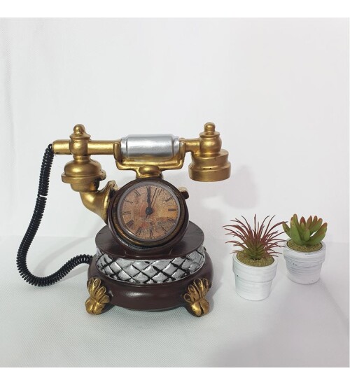 Dekoratif Nostaljik Telefon Saat ve Kumbara