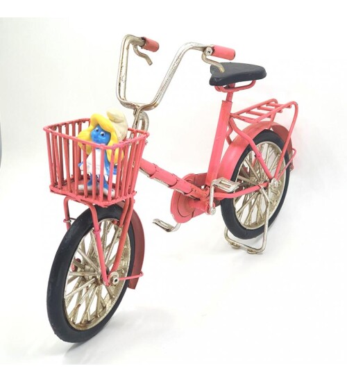 Dekoratif Pembe Metal Sepetli Bisiklet