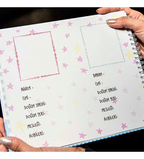 Hamilelik ve Anne Bebek Günlüğü Mavi - Anı Defteri 20x23 cm