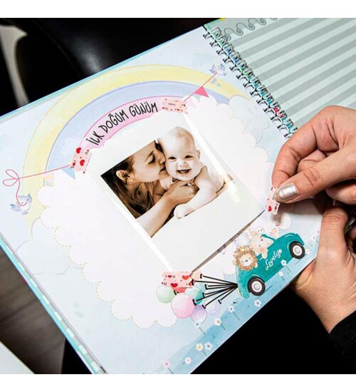 Hamilelik ve Anne Bebek Günlüğü Mavi - Anı Defteri 20x23 cm