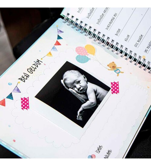 Hamilelik ve Anne Bebek Günlüğü Mavi - Anı Defteri 20x23 cm