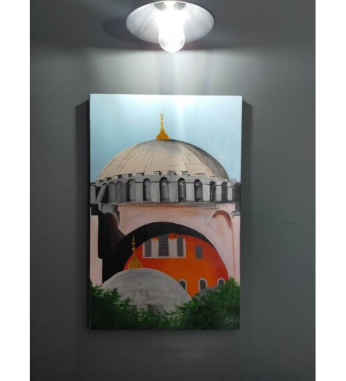 Orijinal Tablo Renkli 45x70 cm El Yapımı Tuval Tablo Küçük Ayasofyanın Kalbi