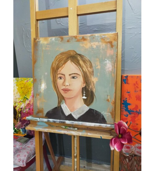 Orijinal Tablo Renkli 50x50 cm El Yapımı Tuval Tablo Hüzün