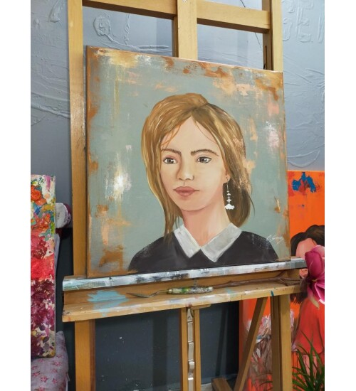 Orijinal Tablo Renkli 50x50 cm El Yapımı Tuval Tablo Hüzün