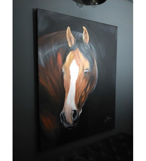 Orijinal Tablo Renkli 90x120 cm El Yapımı Tuval Tablo At