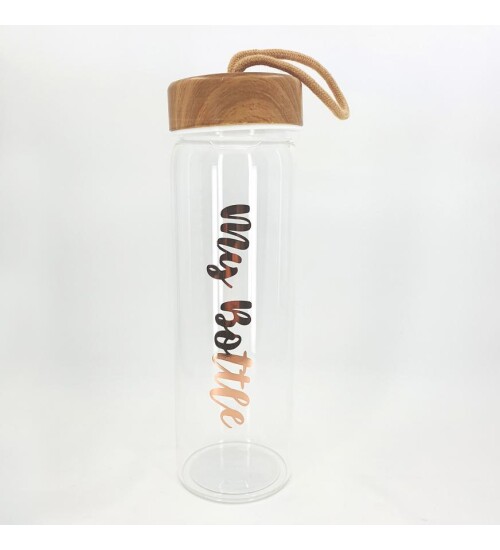 Kişiye Özel 550 ML Gold Kapak Borosilikat Cam Matara