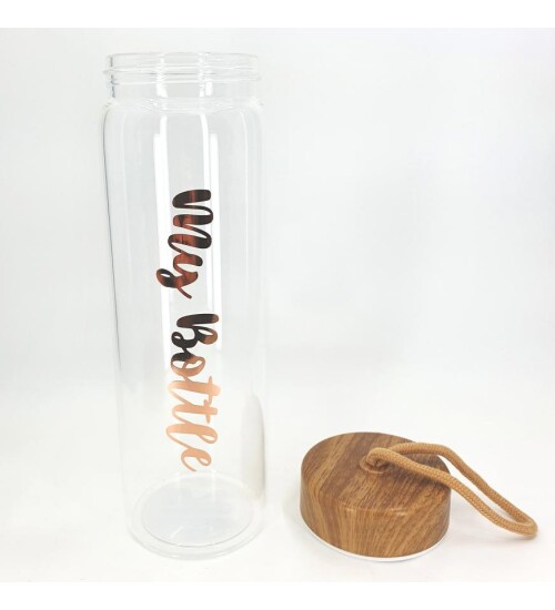 Kişiye Özel 550 ML Gold Kapak Borosilikat Cam Matara