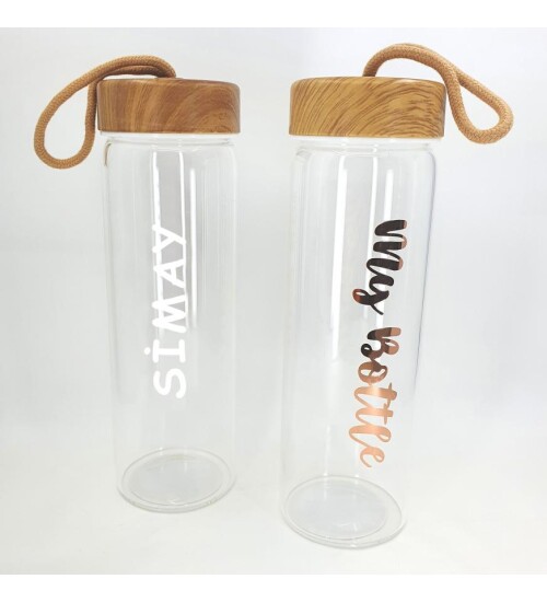 Kişiye Özel 550 ML Gold Kapak Borosilikat Cam Matara