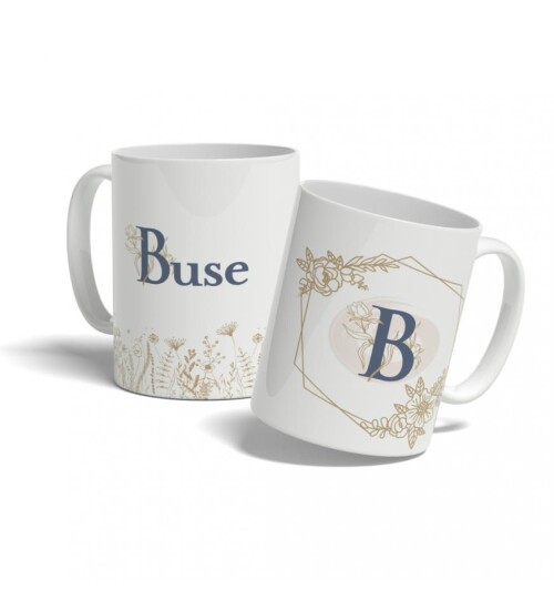 Kişiye Özel Altıgen B Harfi Temalı Baskılı Kupa HK128