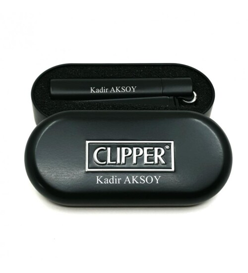 Kişiye Özel Clipper Metal Siboplu Siyah Çakmak