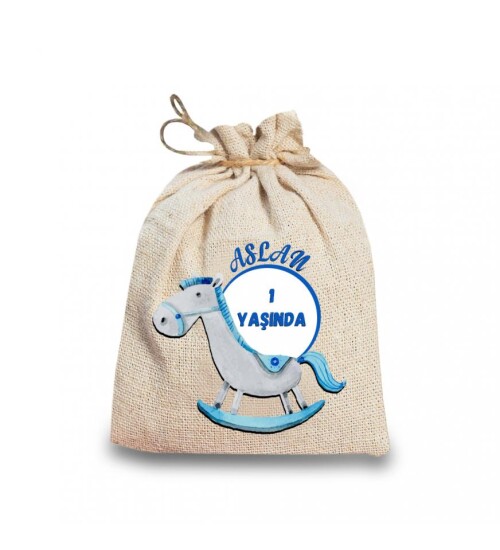 Kişiye Özel Doğum Günü Hatırası Hasır İpli Hediye Kesesi HK2144