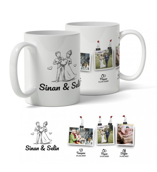 Tanışma, Nişan, Düğün Temalı Fotoğraf Baskılı Kupa Bardak HK124