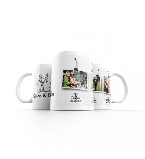 Tanışma, Nişan, Düğün Temalı Fotoğraf Baskılı Kupa Bardak HK124