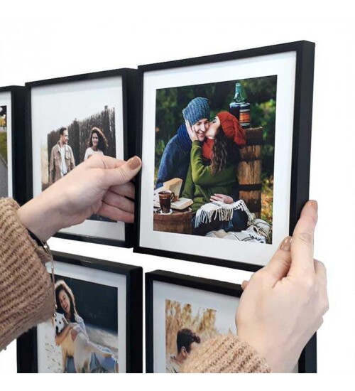 Kişiye Özel Fotoğraf Baskılı Yapışan Sök Tak Kare Çerçeve - Siyah 3Lü Paket