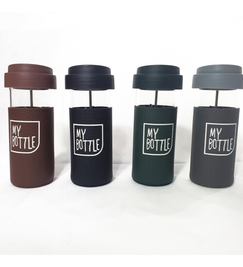 Kişiye Özel French Press My Bottle Deri Kılıflı 450 ml