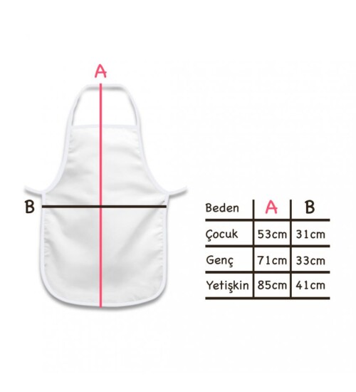 Kişiye Özel Kurabiye Canavarı Temalı Beyaz Biyeli Mutfak Önlüğü HK2195