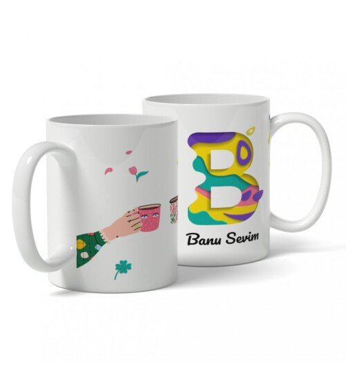 Kişiye Özel Renkli Harf ve İsim Temalı Baskılı Kupa HK110