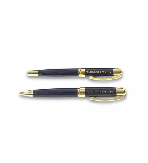 Kişiye Özel Siyah VIP Metal Roller & Tükenmez Kalem Seti HK2060