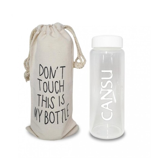 Kişiye Özel Süzgeçli ve Bez Keseli 500 ml Cam Matara