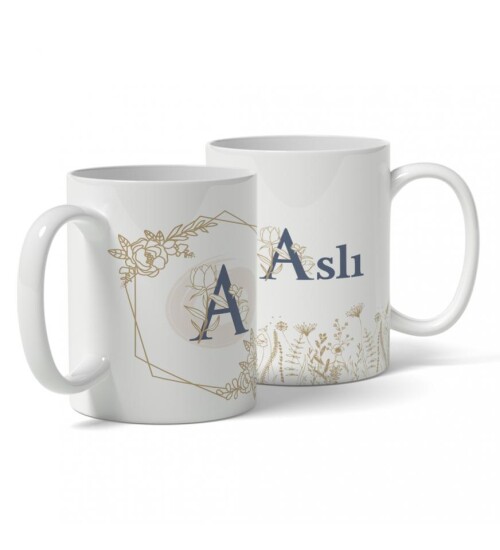 Kişiye Özel Altıgen Harf ve İsim Temalı Baskılı Kupa Bardak HK122