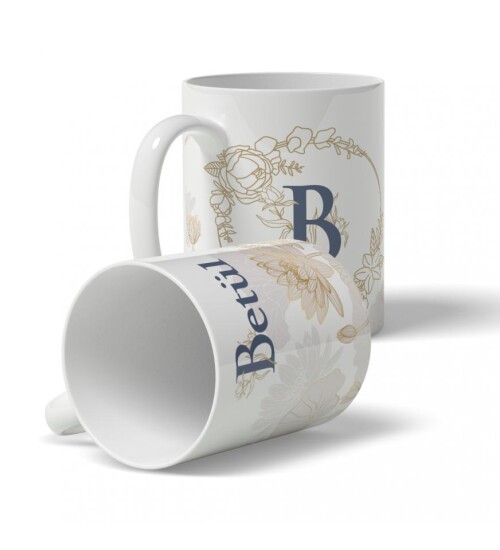 Kişiye Özel Yuvarlak İsim ve Harf Temalı Baskılı Kupa HK111