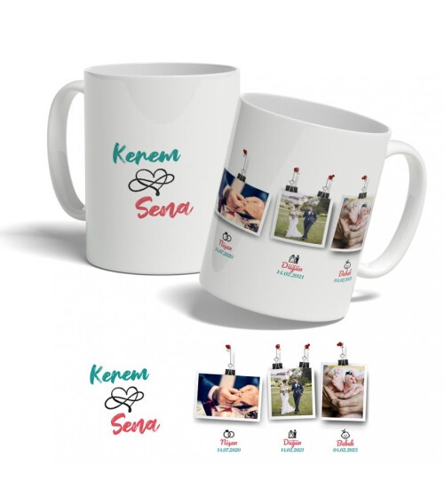 Nişan, Düğün, Bebek Temalı Kişiye Özel Kupa Bardak HK119