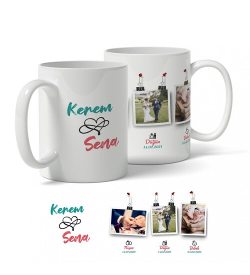 Nişan, Düğün, Bebek Temalı Kişiye Özel Kupa Bardak HK119