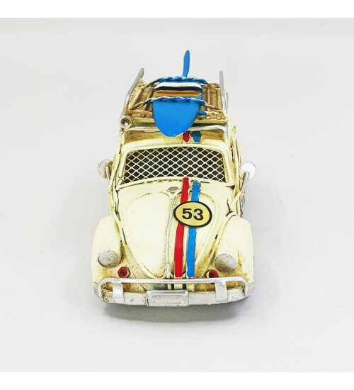 Nostaljik VosVos Beyaz Araba Fotoğraf Çerçeveli ve Kumbaralı