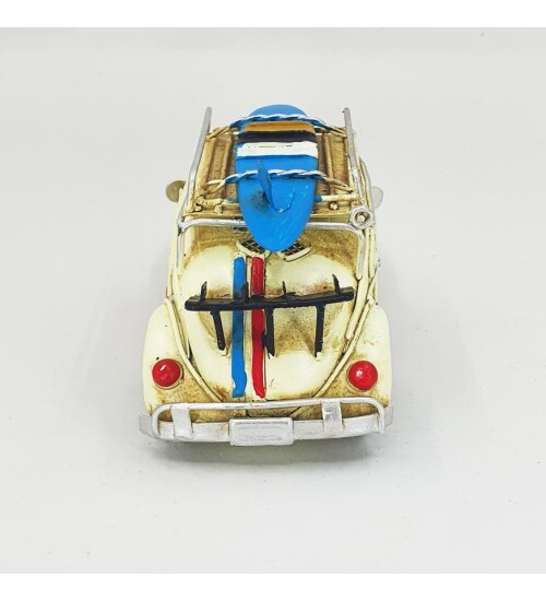 Nostaljik VosVos Beyaz Araba Fotoğraf Çerçeveli ve Kumbaralı