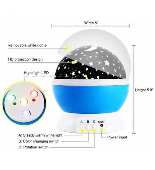 Otomatik Hareketli Renk Değiştiren Projektör Gece Lambası