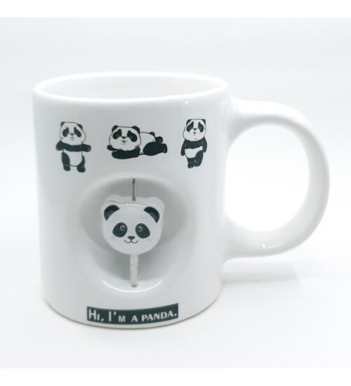 Panda Temalı 3D Döner Objeli Kupa Bardak