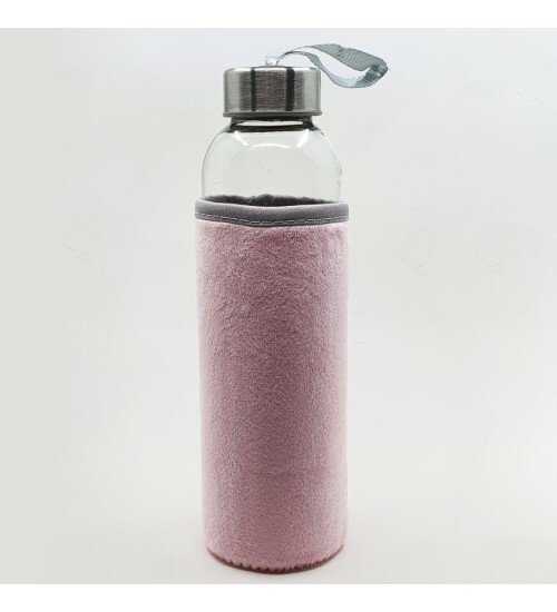 Peluş Kılıflı Cam Su Şişesi 500 ml