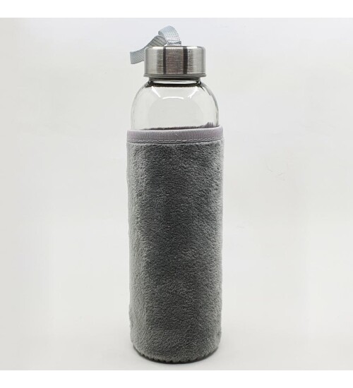Peluş Kılıflı Cam Su Şişesi 500 ml