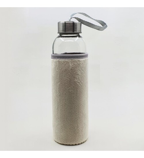 Peluş Kılıflı Cam Su Şişesi 500 ml