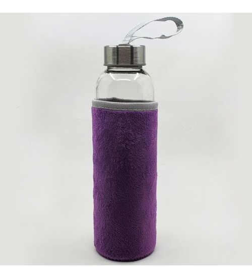 Peluş Kılıflı Cam Su Şişesi 500 ml