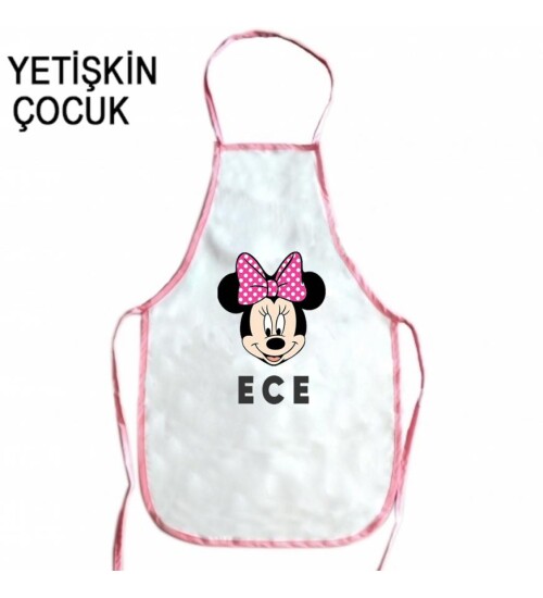 Pembe Biyeli Yetişkin ve Çocuk Mutfak Önlüğü