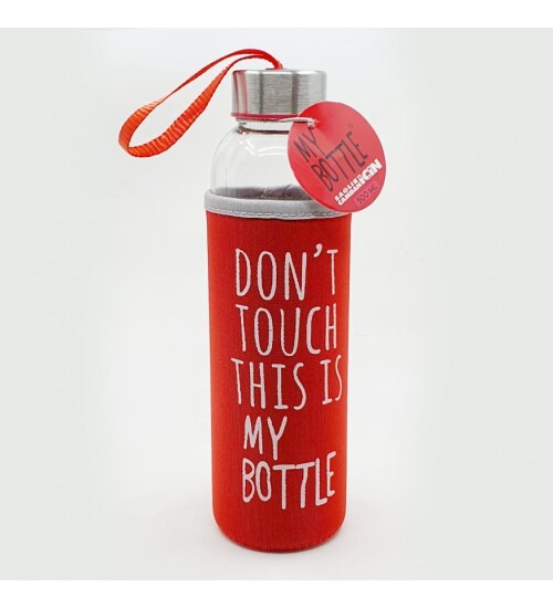 Kişiye Özel İsimli Renkli Kılıflı Cam Su Şişesi 500 ml