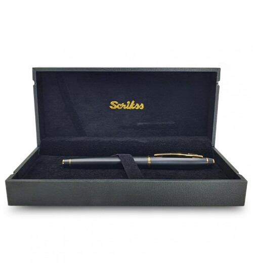 Scrikss Mat Siyah Özel Kutulu Altın Dolma Kalem HK2220