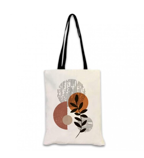 Siyah Askılı Beyaz Bez Çanta 34x37 HK2234