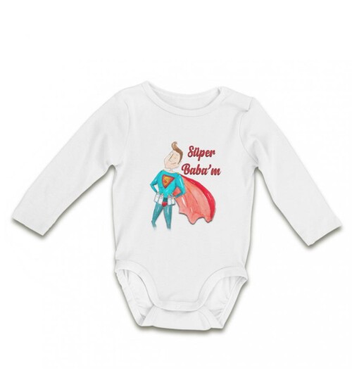 Süper Babam Temalı Pamuklu Bebek Zıbını HK2231