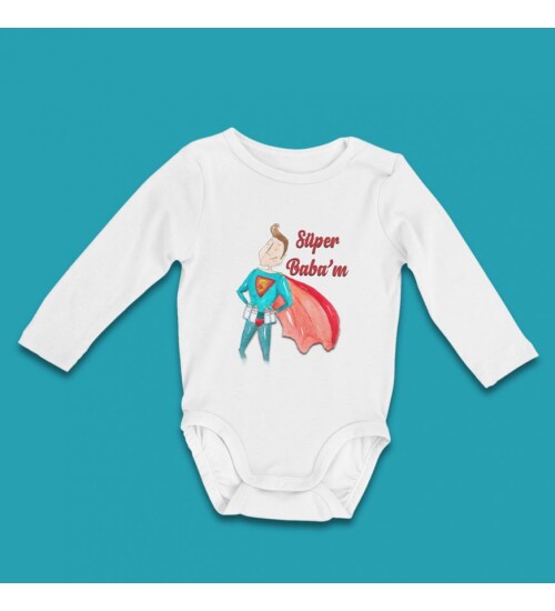 Süper Babam Temalı Pamuklu Bebek Zıbını HK2231