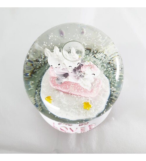 Tavşan Temalı Müzikli Kar Küresi