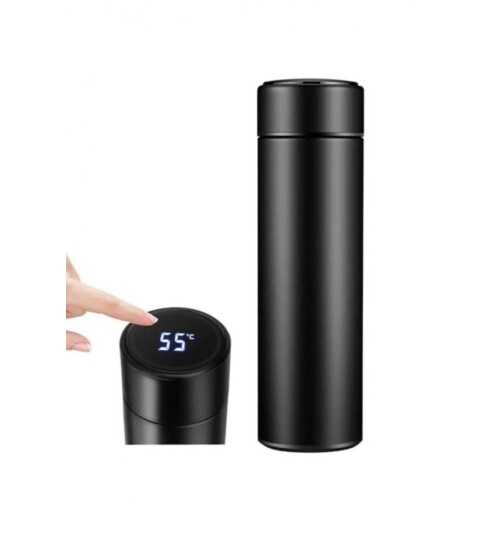 Sıcaklık Göstergeli Ledli Paslanmaz Çelik Gümüş Termos 500ml