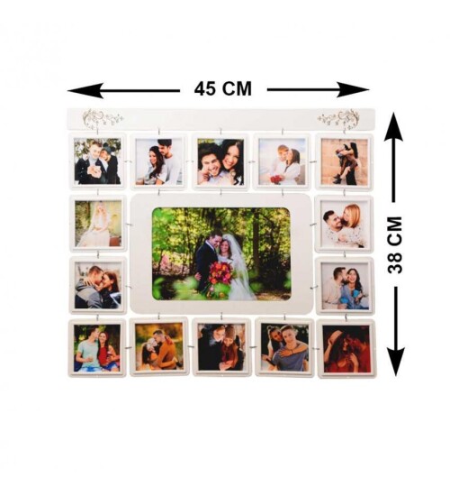 Vintage 14+1 Kolaj Çoklu Yatay Fotoğraf Çerçevesi 38x45 (Fotoğraf Baskısı Dahil)