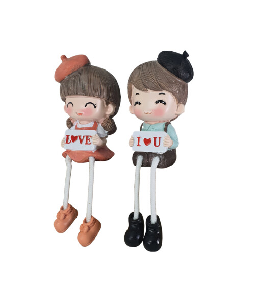 Ayakları Sallanan Kepli Çift Biblo