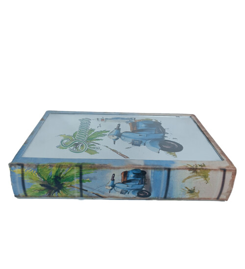 Aynalı, Scooter ve Kitap Temalı, Dekoratif Ahşap Aksesuar Kutusu HK2893