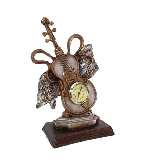 Dekoratif Violin Keman Polyester Masa Saati