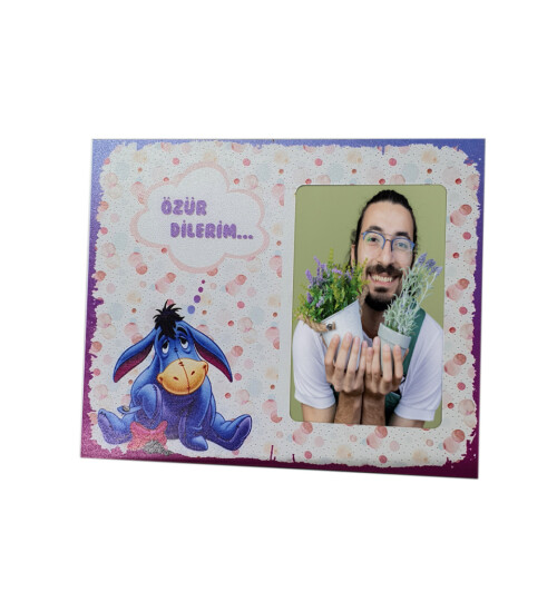 Fotoğraflı Eşeklik Ettim Özür Dilerim Tasarım Çerçeve Özür Hediyesi HK2606