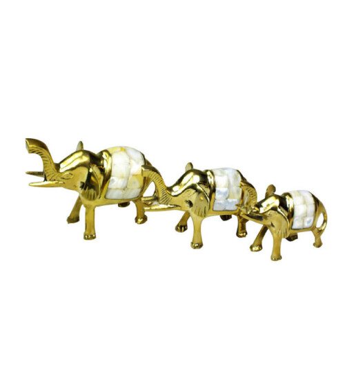 Fil 3lü Set Sedefli Pirinç Biblo